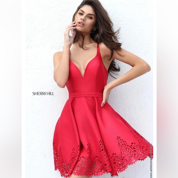 Sherri Hill A-Line Flare Formal Red Dress S50678 - Picture 1 of 12